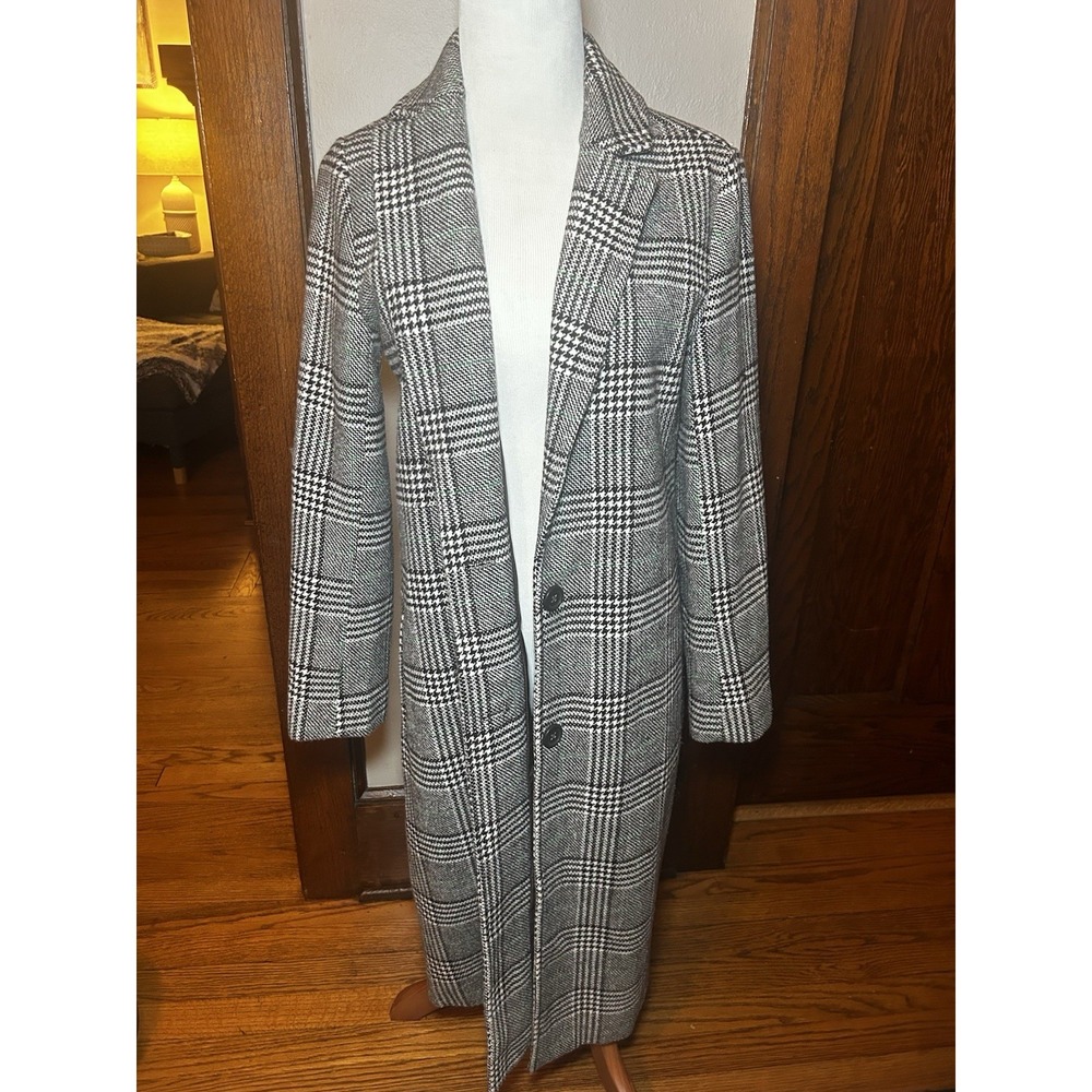 Sanctuary Long Duster Jacket‎ Plaid Print Size XS